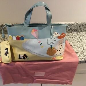 RADLEY LONDON Blue and Yellow Tote with Playful Design